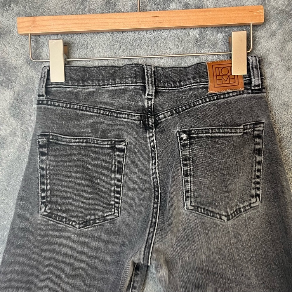 Toteme Crop Twisted Seam Straight Leg Faded Black 24 W 25 L Stretch Denim Jean - Picture 5 of 16